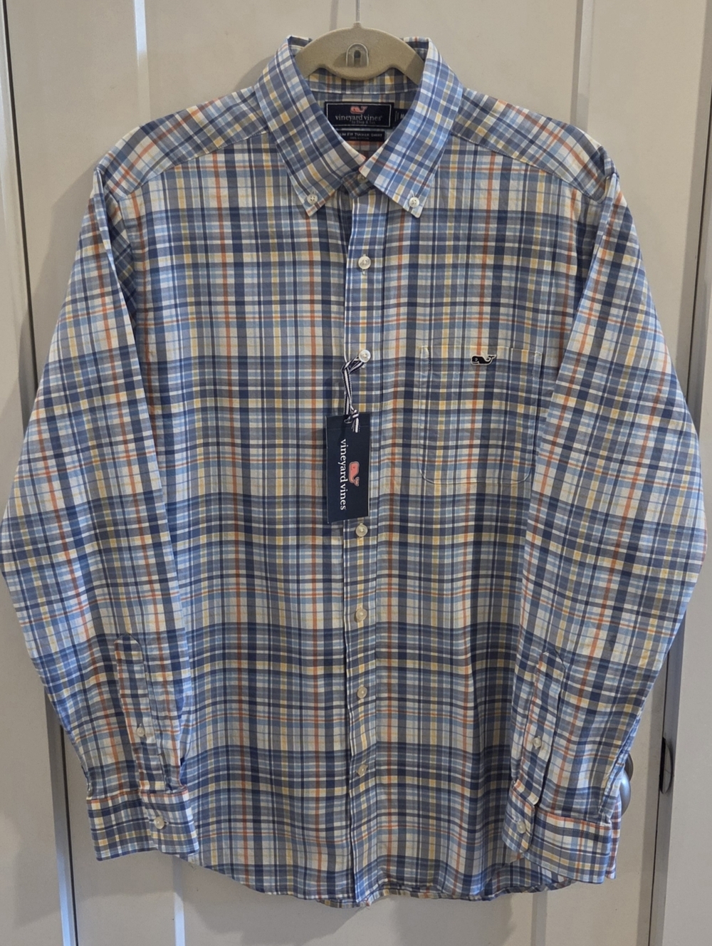 NWT Vineyard Tucker Button-Down Shirt - Georgian Plaid - Size Medium - Cotton